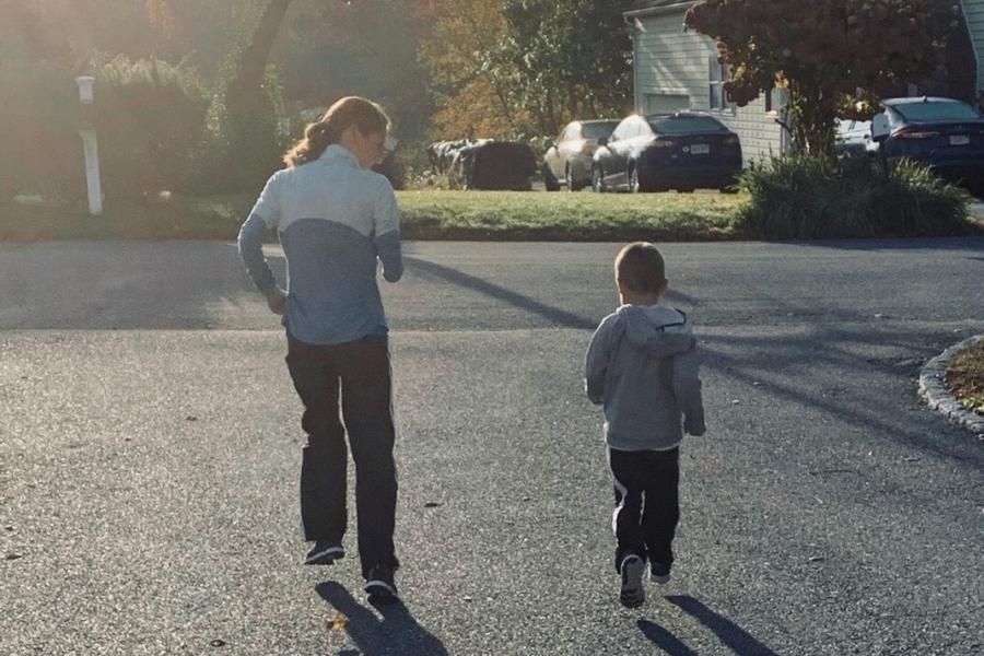 Molly and son running