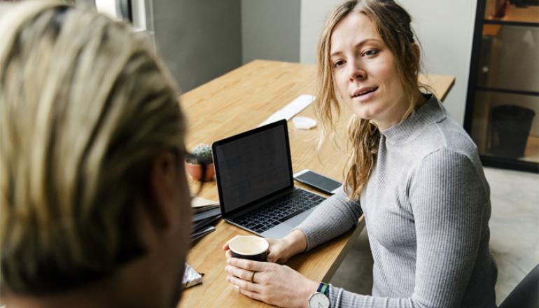 Counselor greeting client